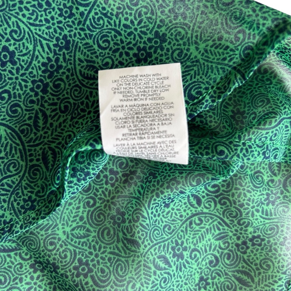 •CAbi Bountiful Sheer Blouse. Green & Navy. Size M - Picture 8 of 10